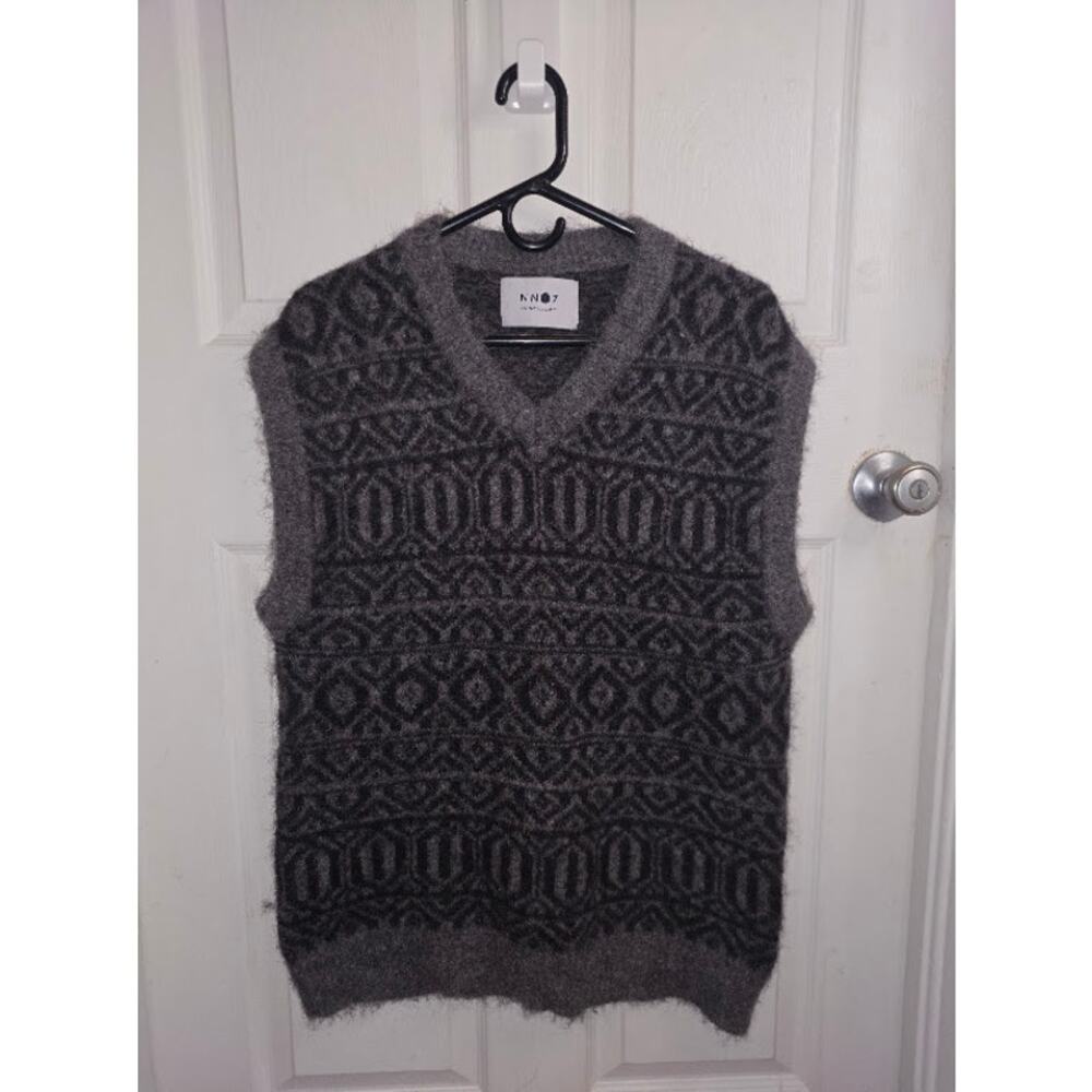 NN07 No Nationality Alpaca Wool Sweater Hugo Vest Men Large Gray Nordic Pattern